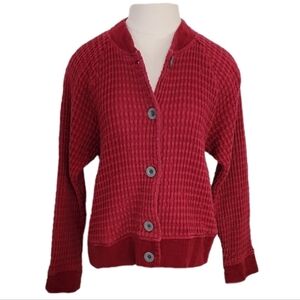 Mododoc Jacket Soft Waffle Knit Button Up Red Size S